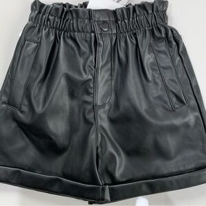 Zara girls faux leather black shorts size 3-4